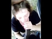 White slut sucking black cock outdoor
